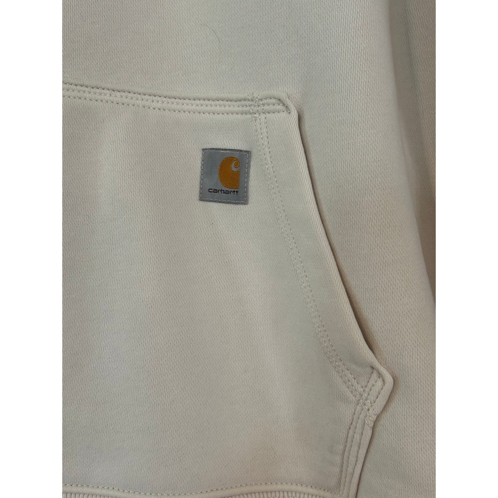 Carhartt Quarter Zip Pullover Womens Sweatshirt Cream Relaxed Fit Large Pocket - Picture 2 of 10